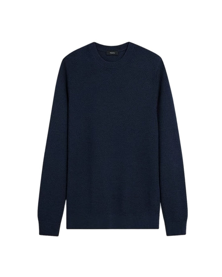 Theory Crew Neck Merino Wool Sweater With Ribbed Details