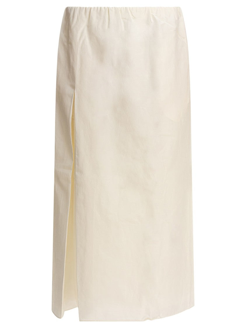 Loulou De Saison Long Gathered Maxi Skirt In Soft Cotton-Silk Blend