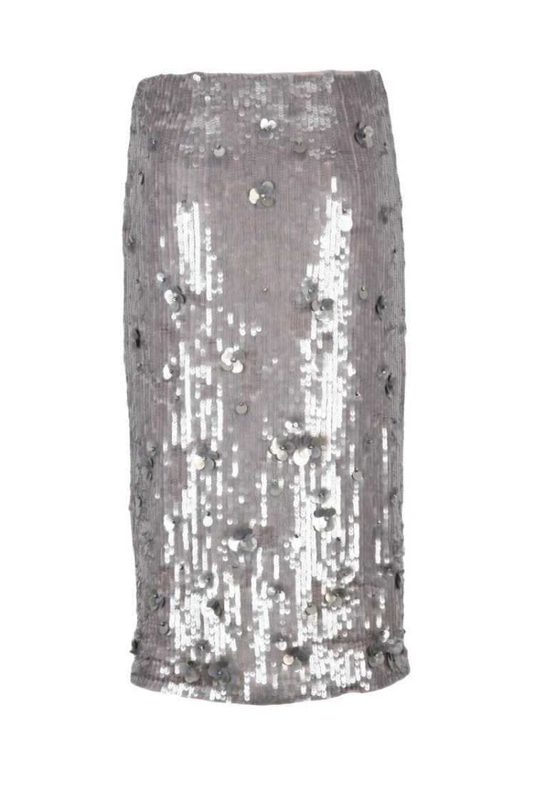 P.A.R.O.S.H. Purple Sequin Midi Skirt - Purple