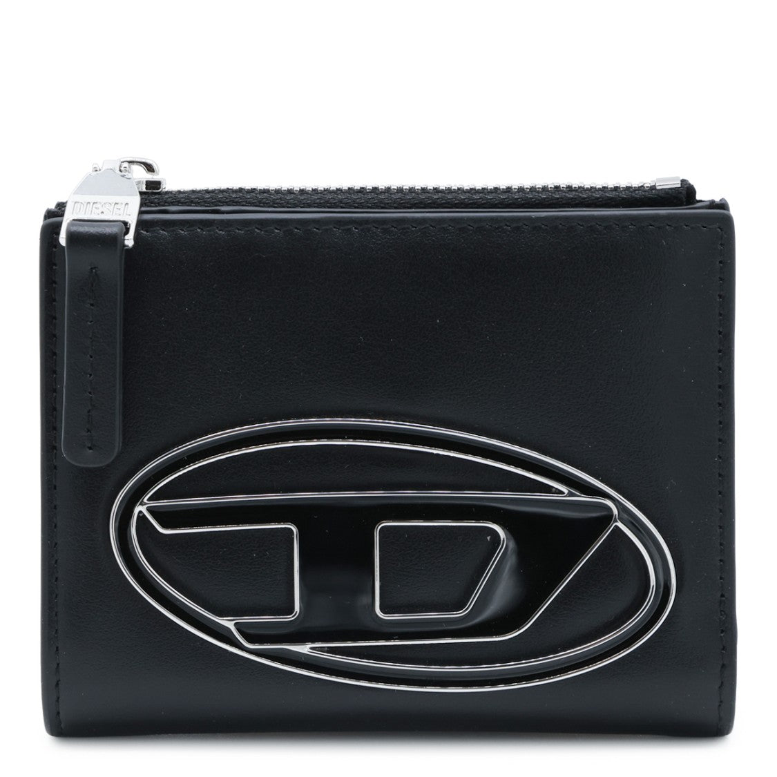 Diesel Compact Black Wallet With Metallic Logo