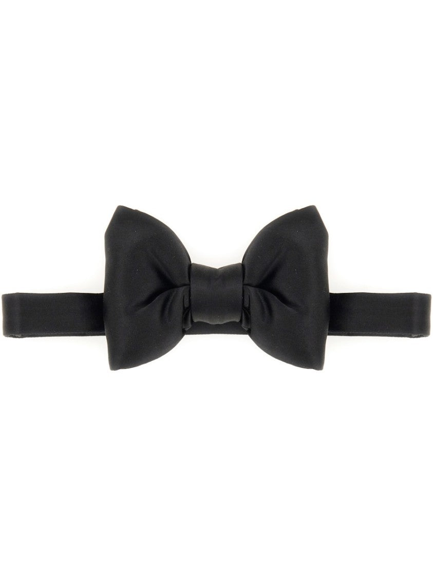 Tom Ford Black Silk Mulberry Structured Bow Tie