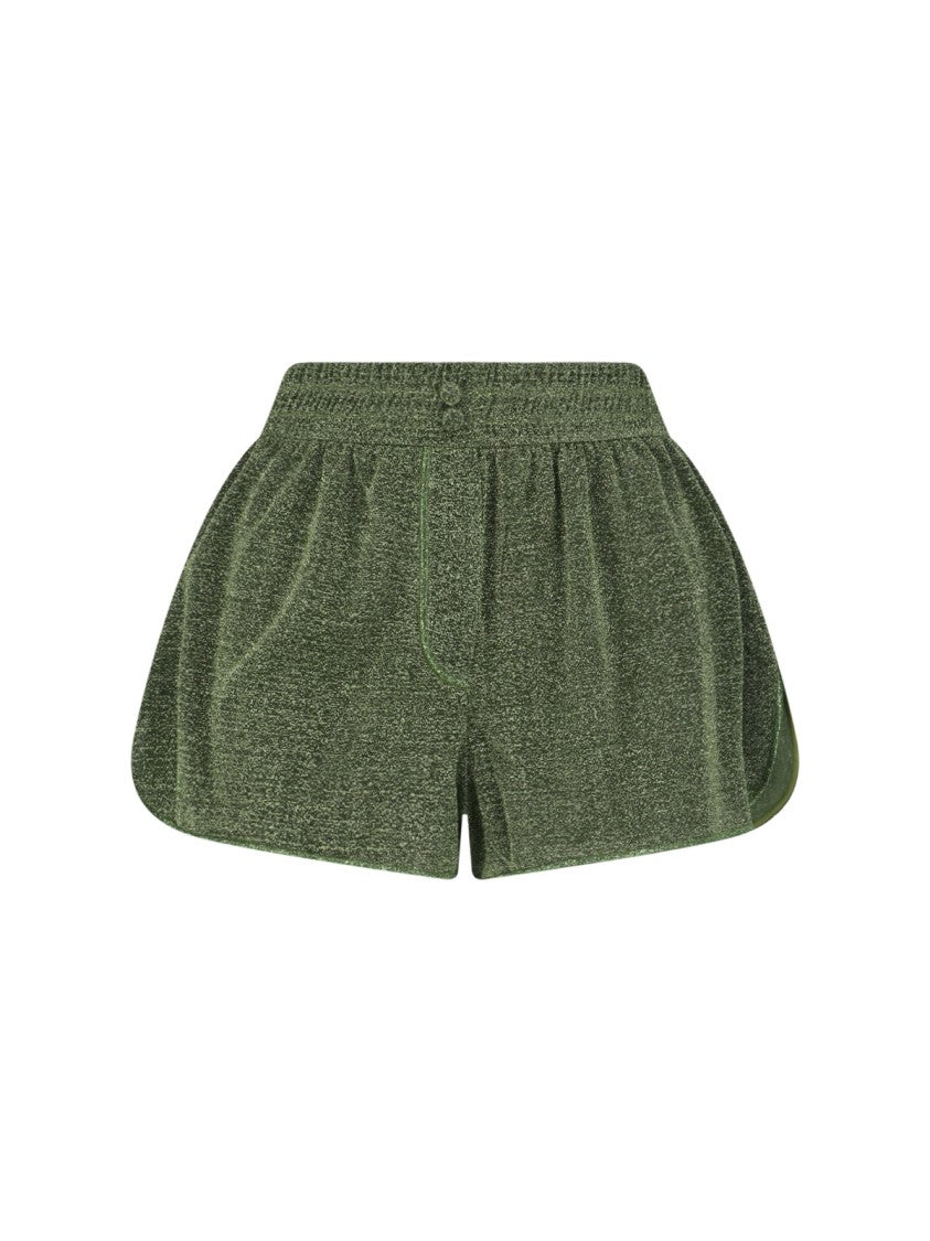 Oséree Green Lumière Semi-Transparent Metallic Shorts