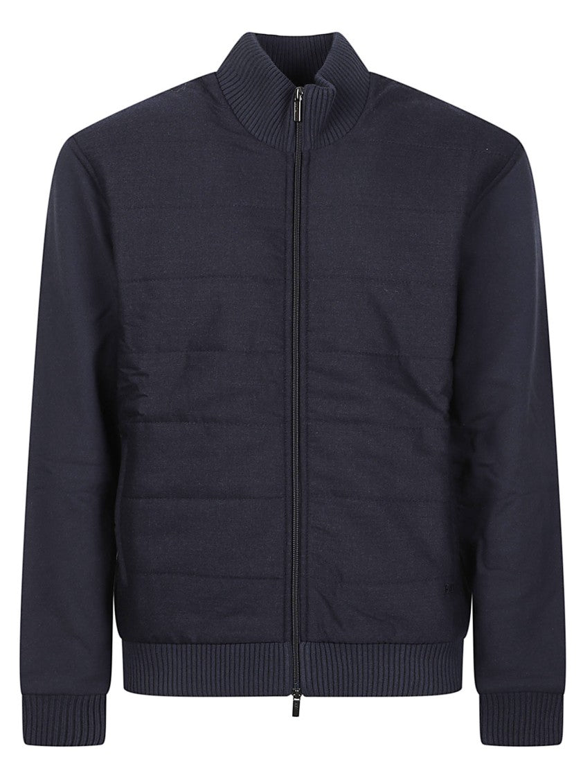 Fay Zip Cotton Ribbed Detail Zip-Up Jacket