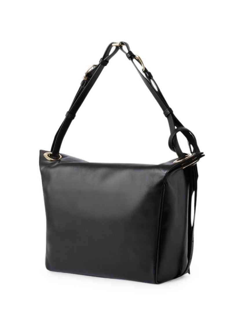 Furla Black Ginevra M Shoulder Bag Logo Engraving Bag