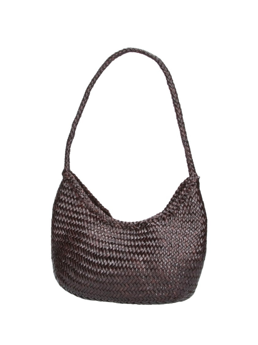 Dragon Diffusion Brown Nova Luna Woven Leather Shoulder Bag