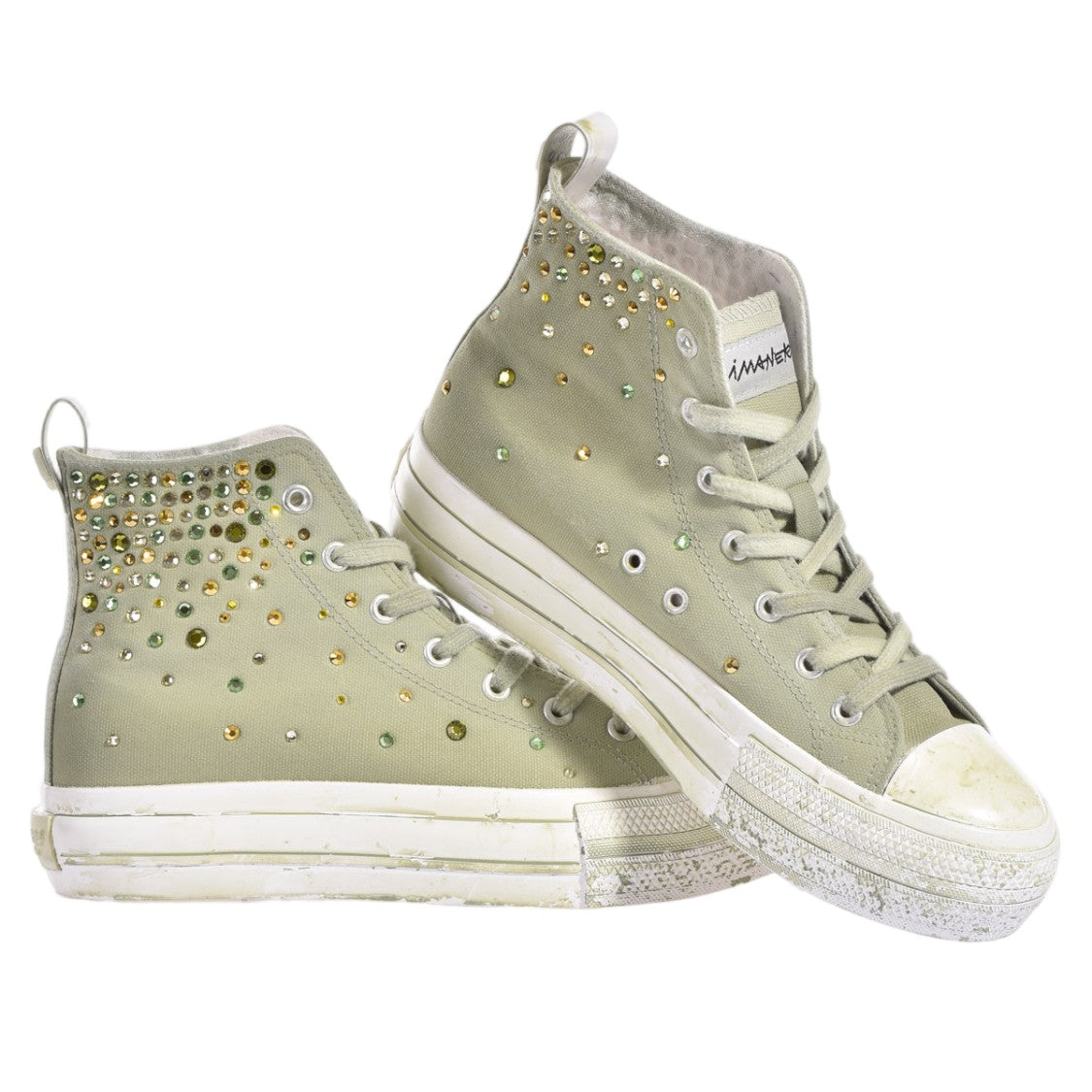 Mimanera Olive Darling Handcrafted Swarovski Platform Sneakers