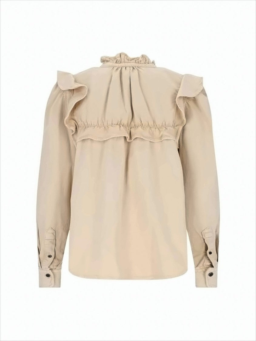 Isabel Marant Beige Ruffled Neckline Blouse With Button-Down Front