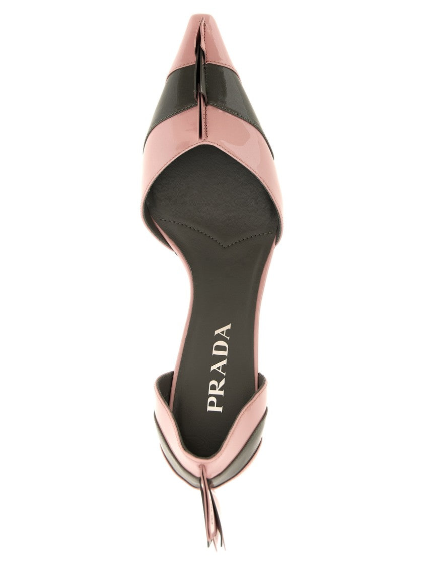Prada Two-Tone Patent Leather Pumps With Sculptural Detailing
