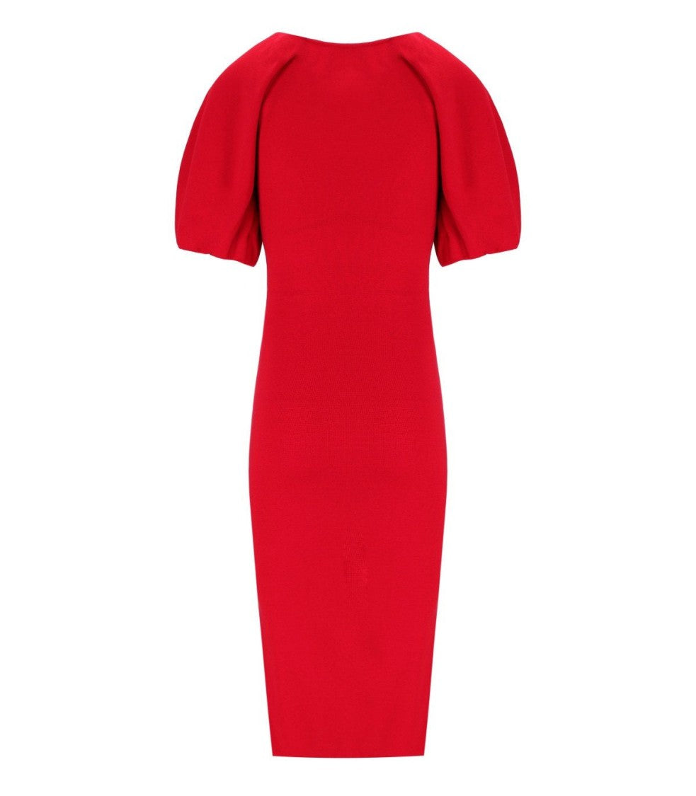 Elisabetta Franchi Red Passion Knitted Midi Dress