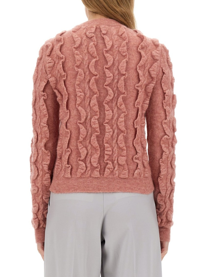 Moschino Ruffled Texture Wool Blend Sweater