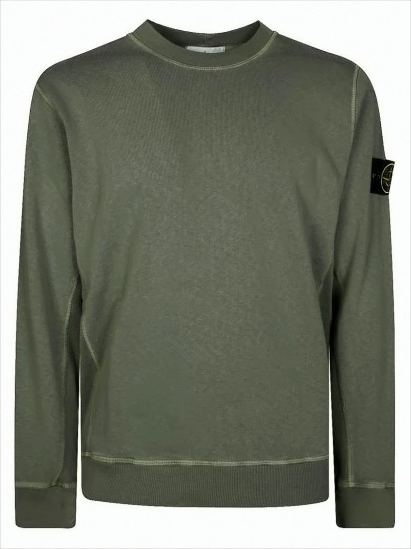 Stone Island Olive Green Long-Sleeve T-Shirt With Compass Logo Detail