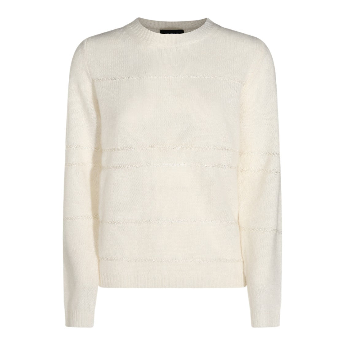 Fabiana Filippi Cream White Textured Crewneck Sweater