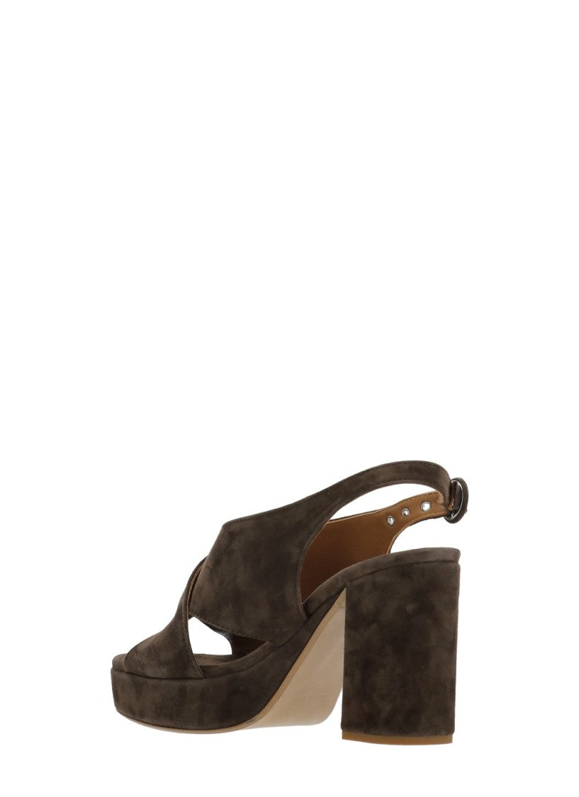 Juilie Dee Brown Crossed Bands Suede Sandals