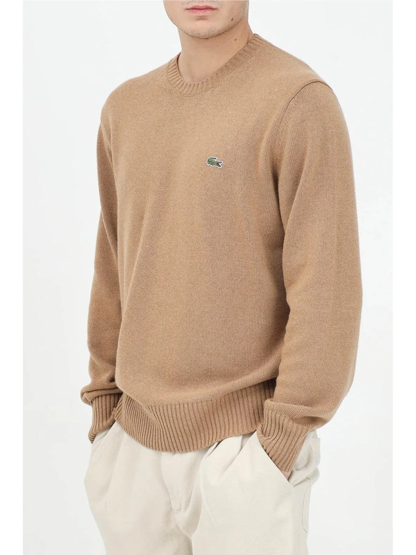 Lacoste Beige Fine Wool Crewneck Sweater
