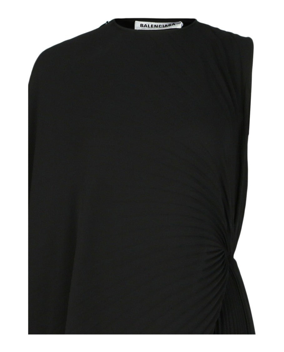 Balenciaga Asymmetric Pleated Draped Dress