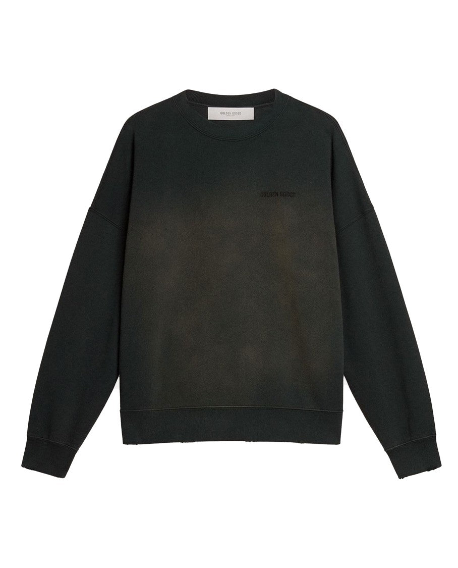Golden Goose Vintage Black Crewneck Sweatshirt With Logo Detail