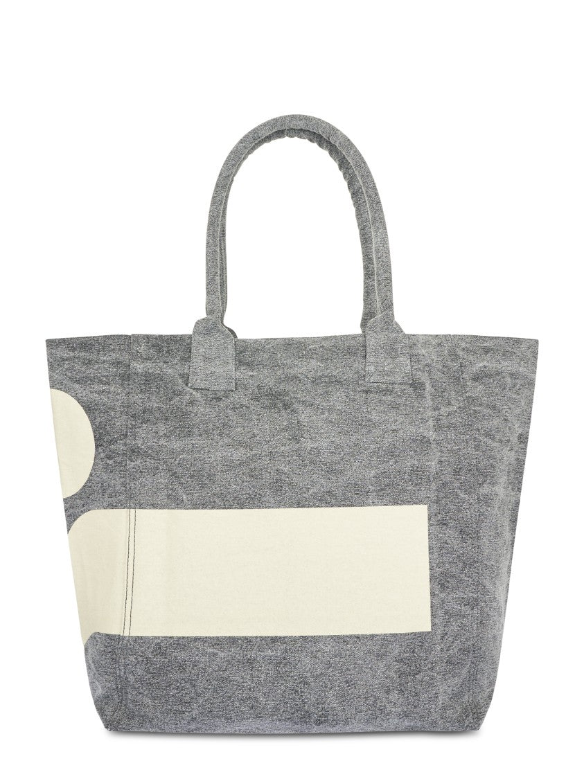 Isabel Marant Textured Cotton Tote Bag With Graphic Detail