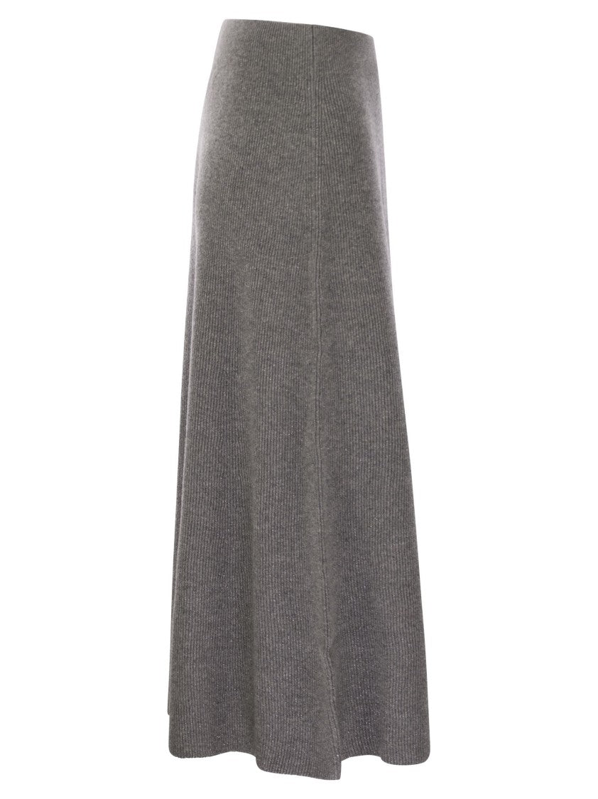 Fabiana Filippi Platinum And Lurex Long Skirt
