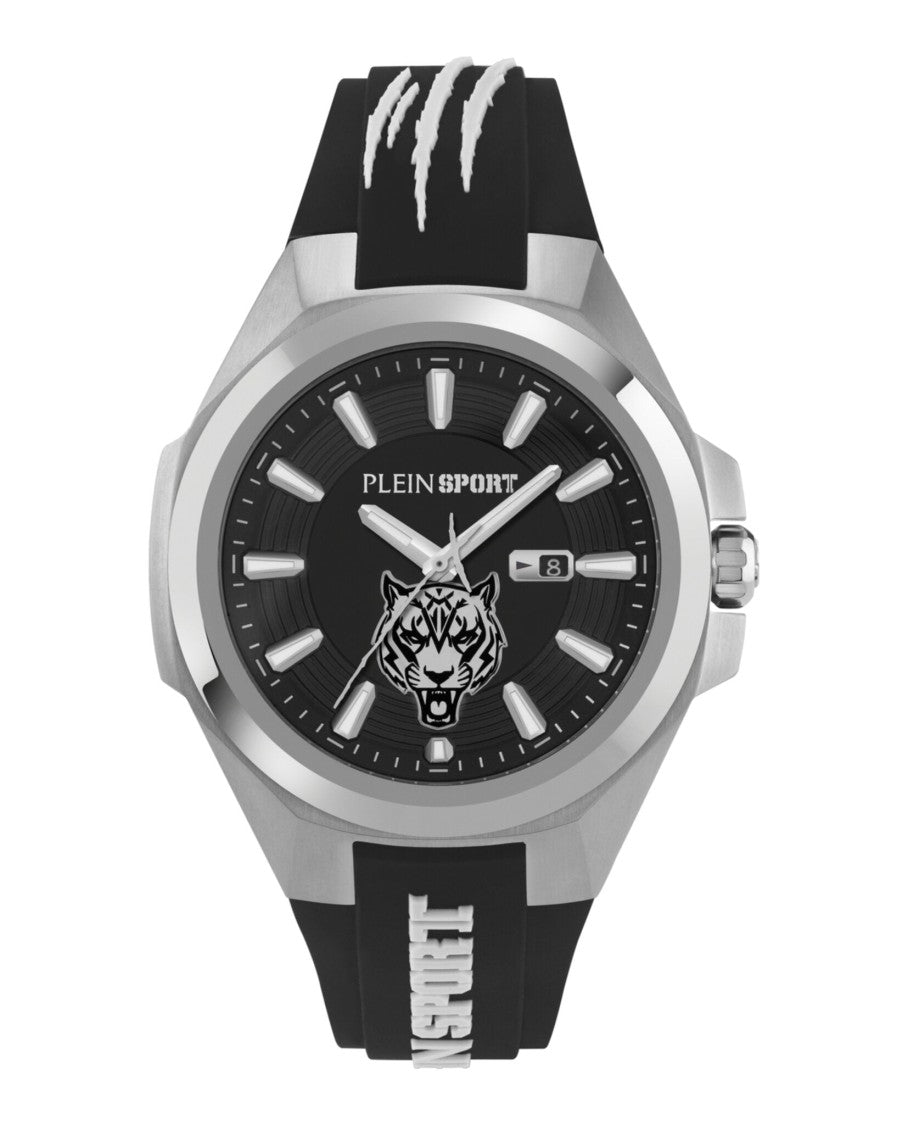 Plein Sport Robust Black Silicone Strap Watch With Date Function