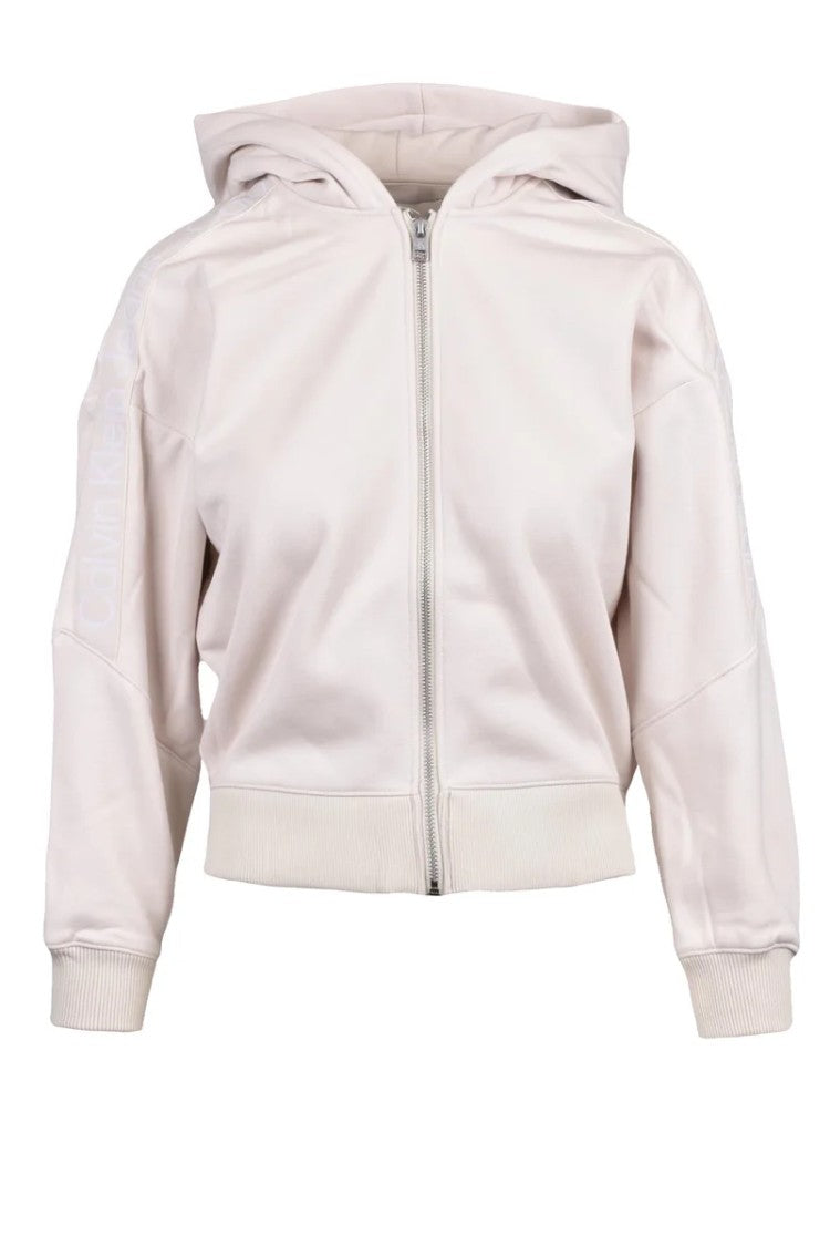 Calvin Klein Jeans Beige Cropped Hooded Sweatshirt