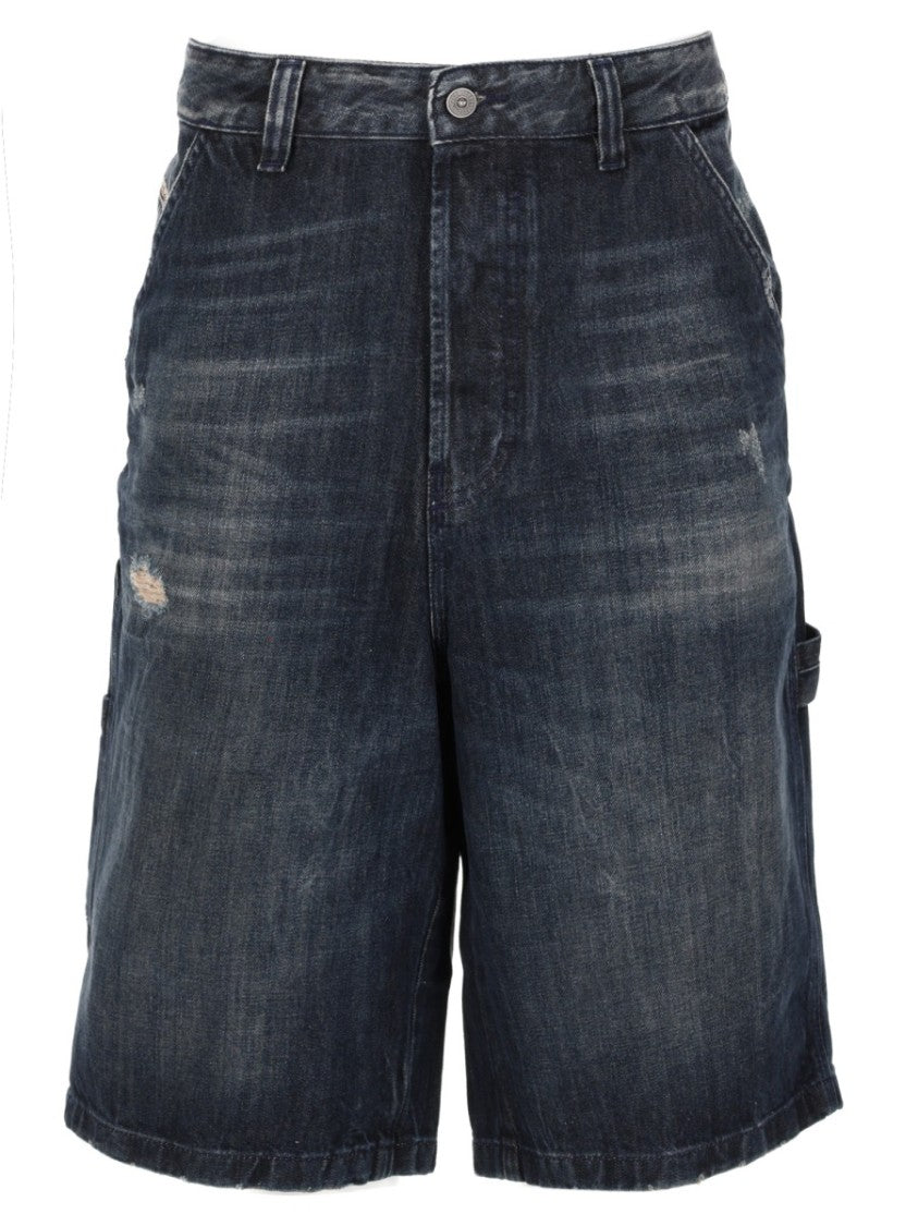 Diesel Dark D-Livery-W-Short Cotton Distressed Denim Shorts