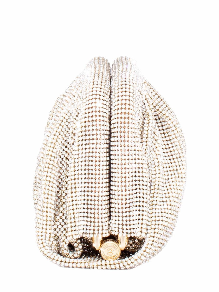 Benedetta Bruzziches Rhinestone-Embellished White Aluminum Mesh Clutch