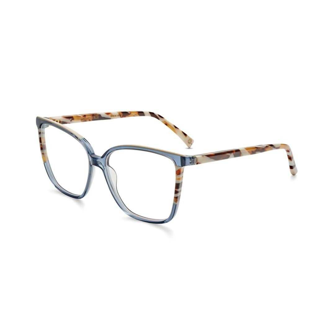 Etnia Barcelona Artemisa Translucent Blue Square Frame Eyeglasses With Tortoiseshell-Patterned Temples