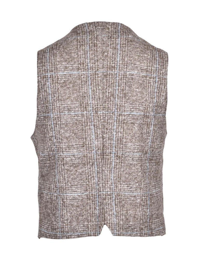 Bob Tailored Two-Tone Plaid Vest With V-Neck Design