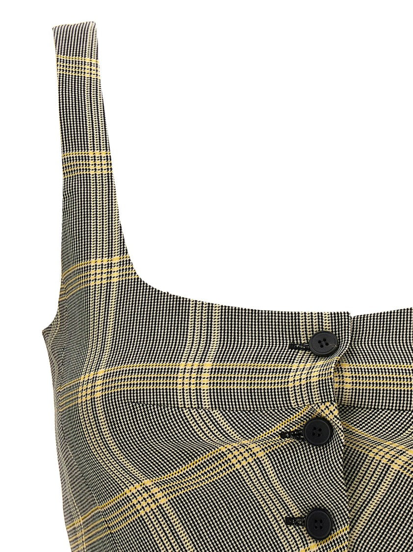 Marni Cropped Check Print Top With Button Closure