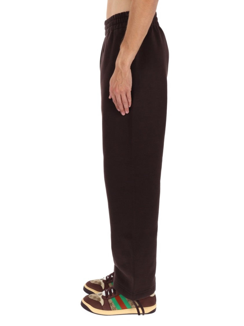 Gucci Straight Leg Brown Jogging Pants With Elastic Waistband