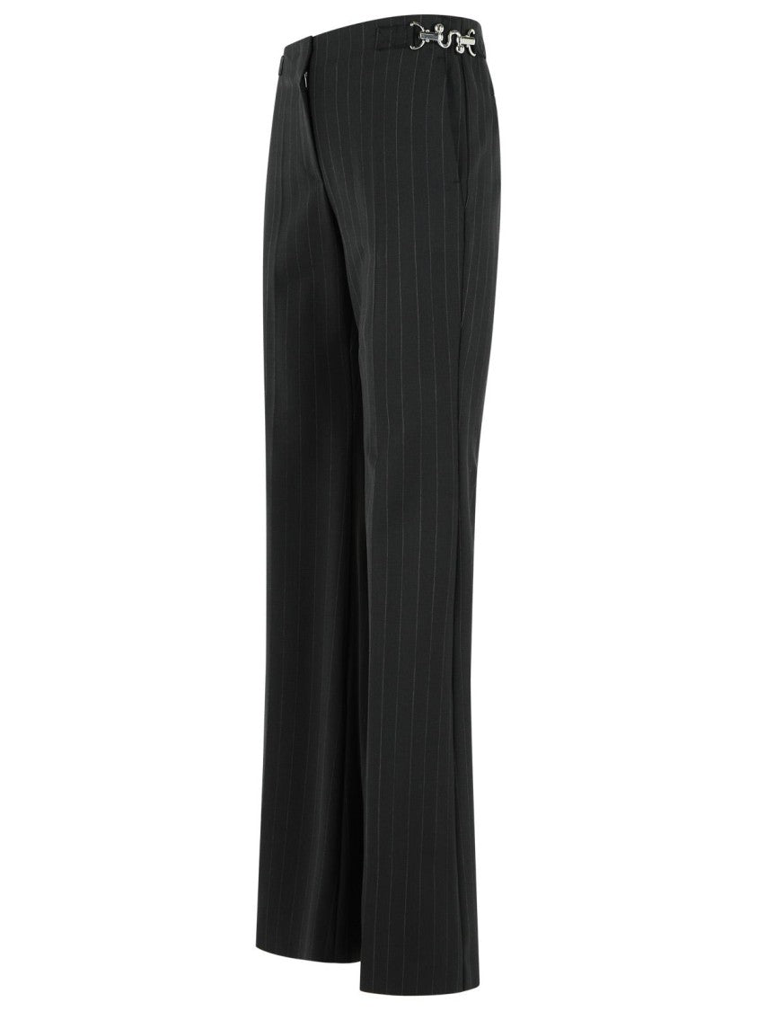 Sportmax 'Alcamo' Black Chevron Wool Flared Pants
