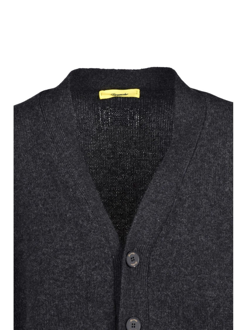 Drumohr Grey V-Neck Wool Cardigan