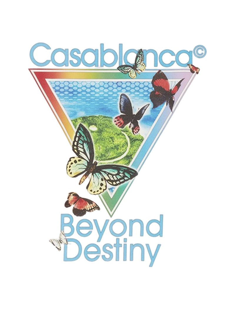 Casablanca Cotton T-Shirt With Colorful Butterfly Graphic