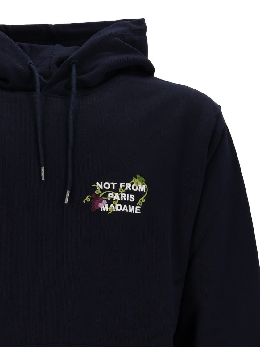 Drôle De Monsieur Navy Vine Embroidered Slogan Hoodie