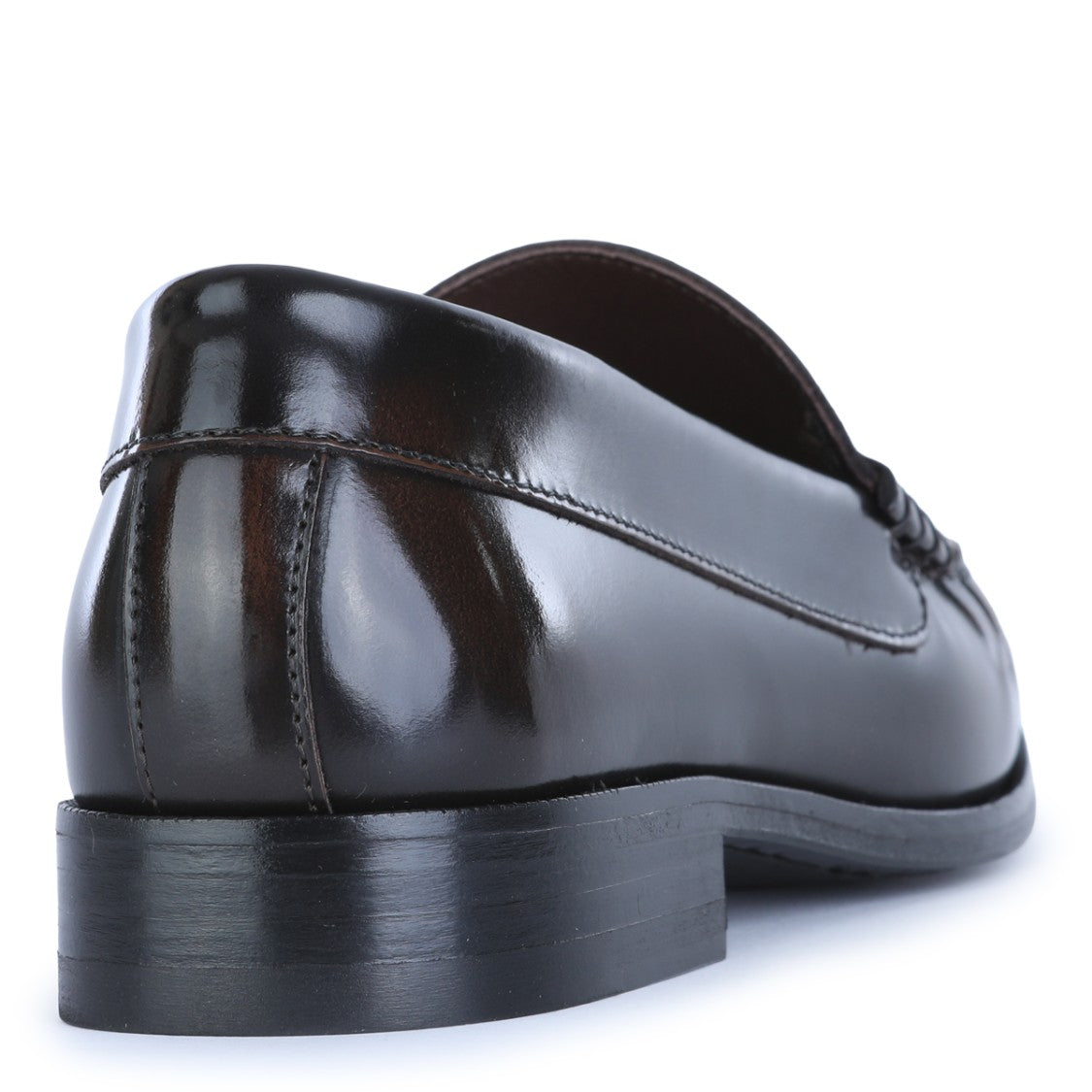 Alohas Coffee Leather Gathered Edges Slip-On Loafers