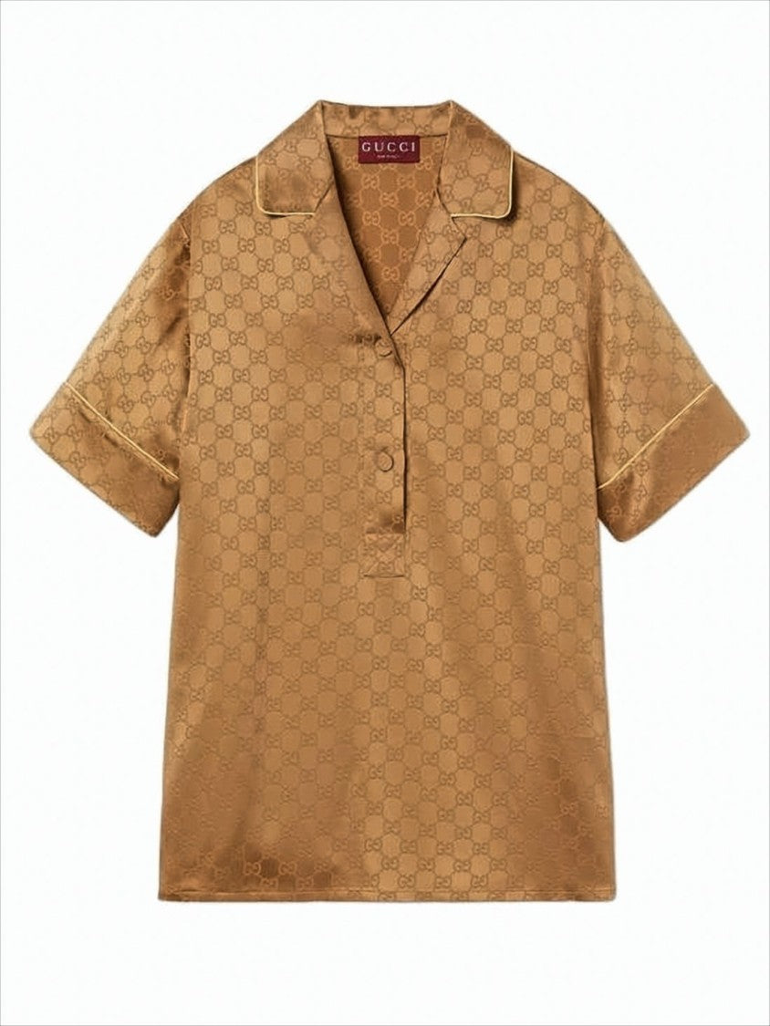 Gucci Silky Jacquard Short-Sleeved Shirt