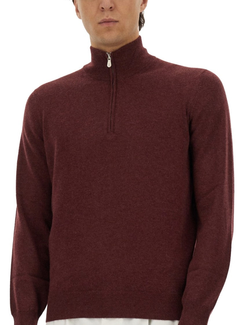 Brunello Cucinelli Burgundy Cashmere Turtleneck Sweater