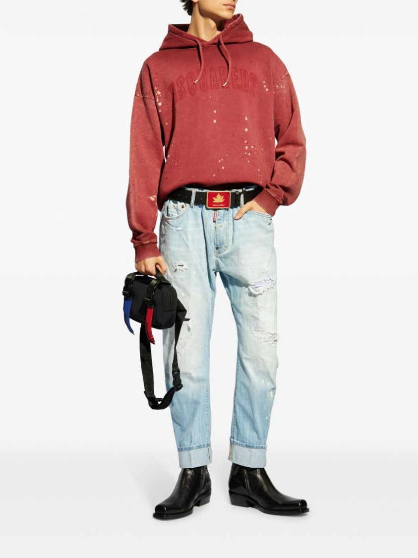 Dsquared2 Paint Splatter Detail Red Hoodie