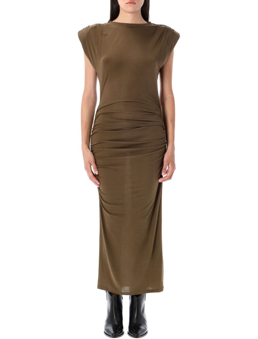 Isabel Marant Étoile Donna Ruched Structured Shoulder Midi Dress