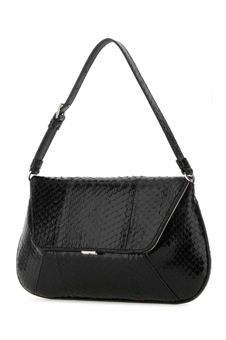 Amina Muaddi Black Leather Ami Handbag