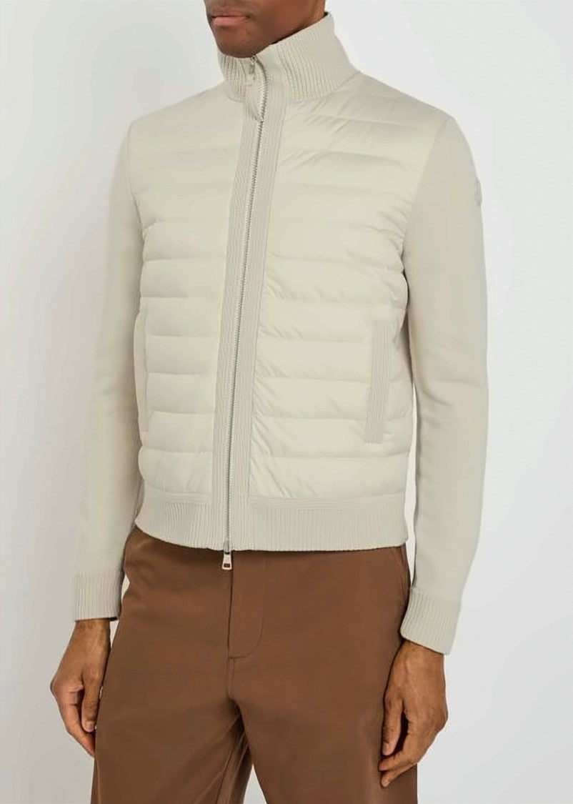 Moncler Quilted Padded Jacket With Wool Blend Sleeves