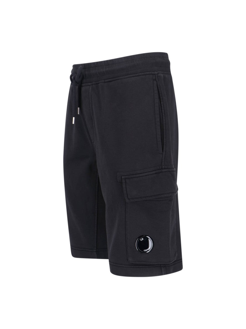 C.P. Company Straight-Cut Black Shorts With Structured Waistband And Functional Pockets