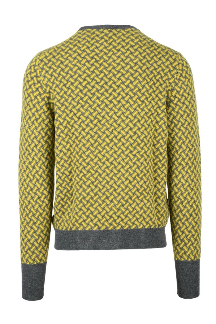 Drumohr Cashmere Crew Neck Pullover - Yellow/Grey