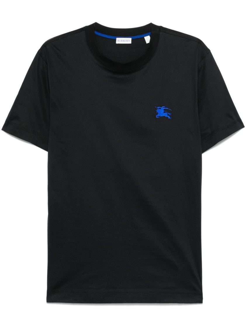 Burberry Black Crew Neck T-Shirt With Embroidered Logo