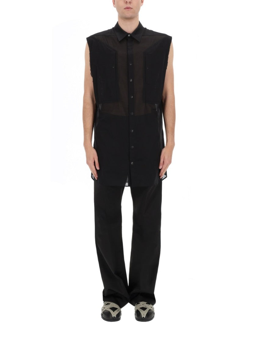 Rick Owens Neutrals Jumbo Sl Sheer Mesh Shirt