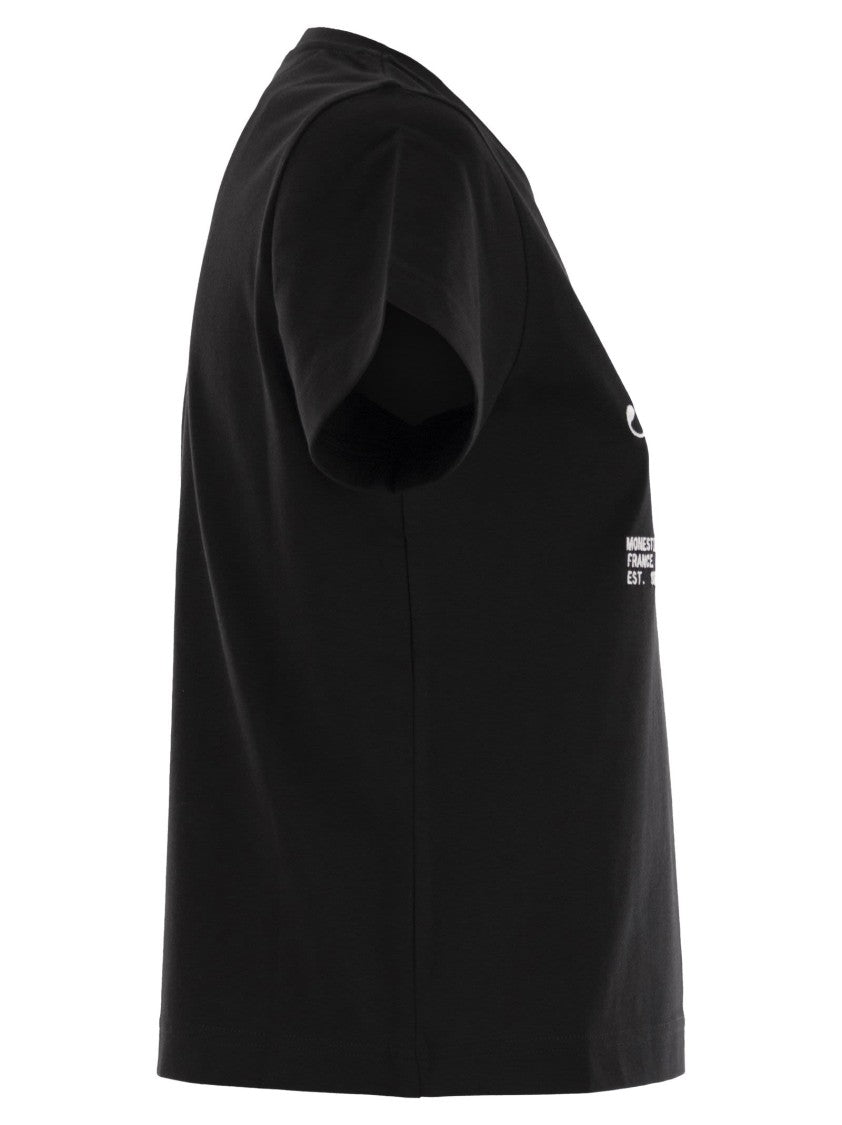 Moncler Cotton T-Shirt With Embroidered Cursive Logo