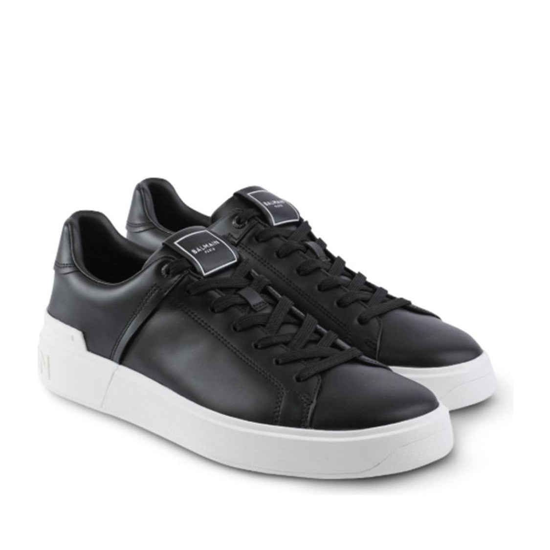 Balmain Black B Court Athletic Leather Sneakers