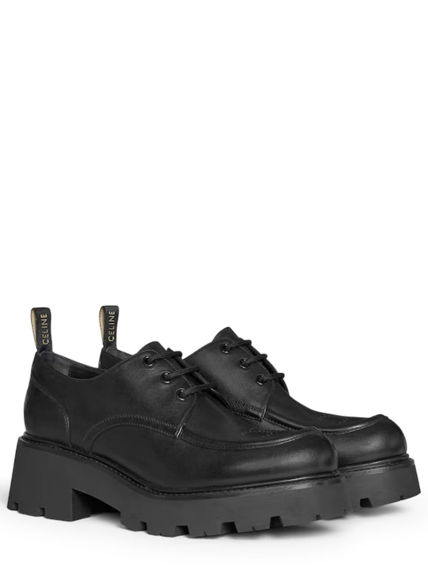 Celine Black Triomphe Bull Leather Brogues
