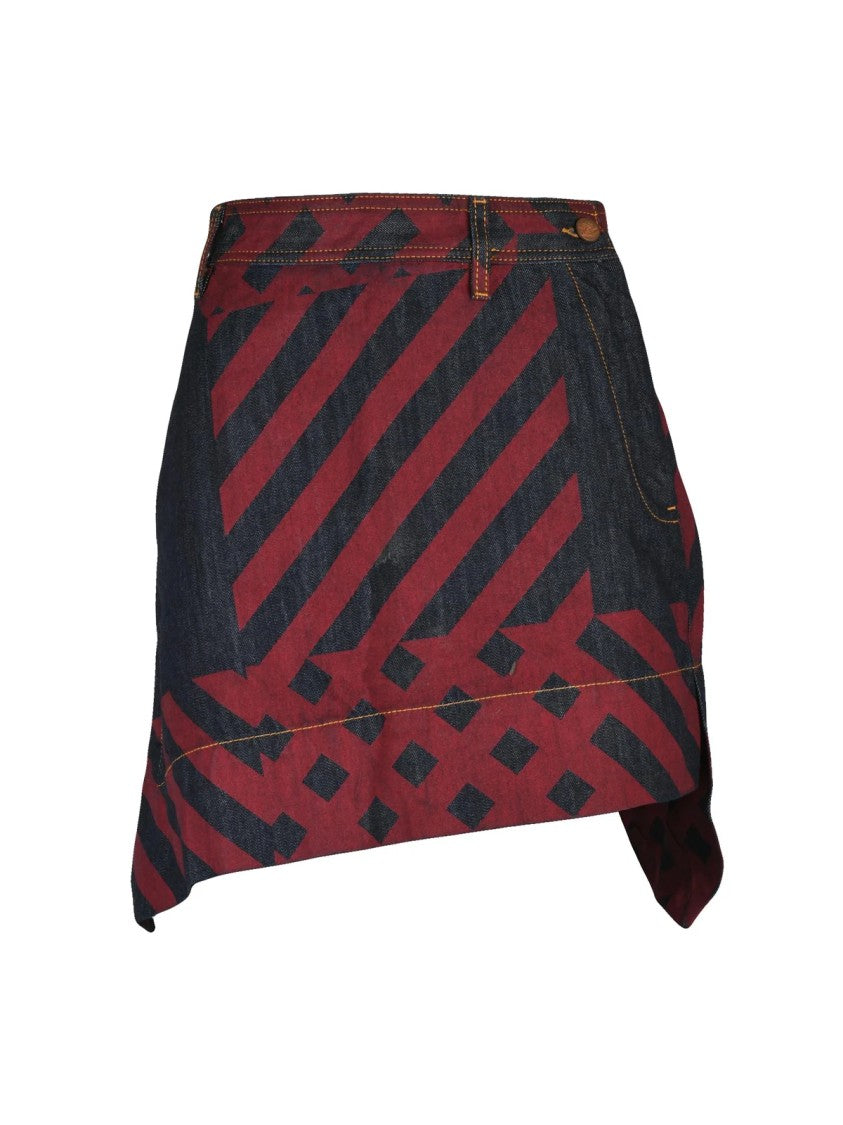Vivienne Westwood Anglomania Mini Denim Skirt With Asymmetrical Hemline And Distinctive Infinity Design