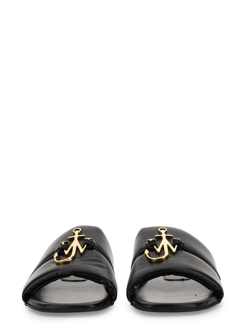 J. W. Anderson Slide Sandal With Gold-Tone Logo Embellishment